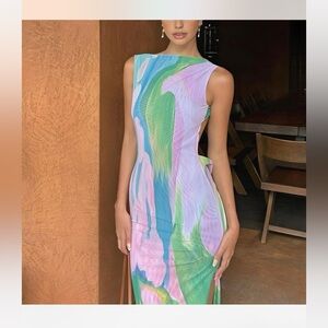 Multi color abstract dress